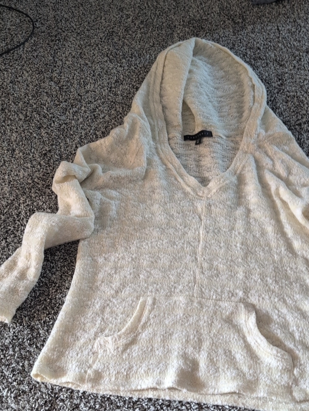Sanctuary Cream Hooded V-Neck Sweater
